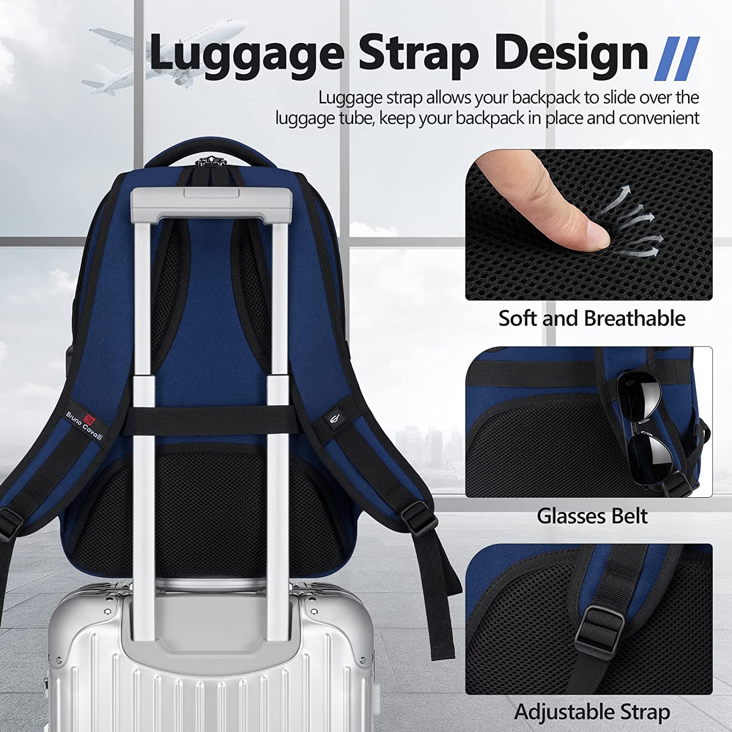 Bagsure Travel Laptop Backpack, Business Water Resistant Laptop Backpack with USB Charging Port, Durable Anti Theft College School Computer Bag for Men & Women Fits 15.6 Inch Notebook & Laptop - Image 6